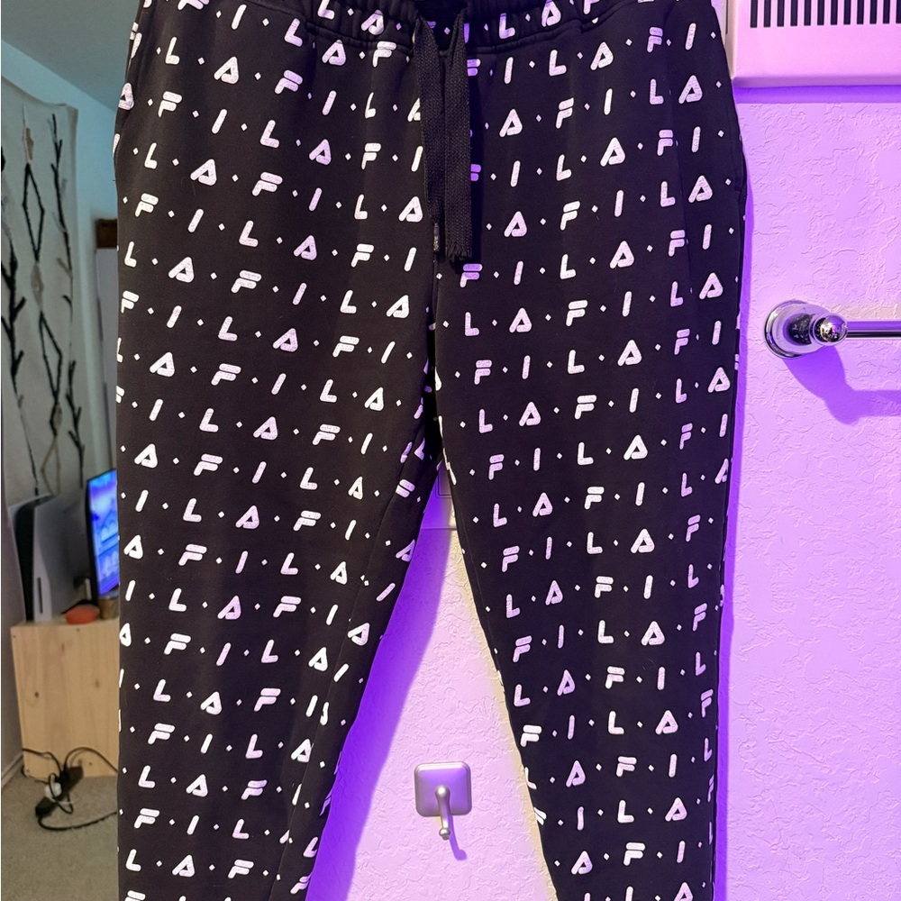 Fila Black Joggers with White Accents